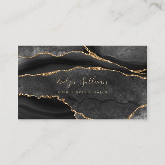 Carte De Visite aquarelle gris conception de l'agate (Devant)