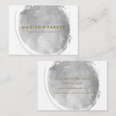 Carte De Visite Aquarelle gris contemporaine brossée (Devant / Derrière)