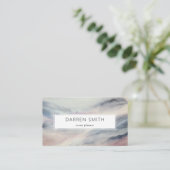 Carte De Visite Aquarelle gris élégant moderne Vague Abstraite (Debout devant)