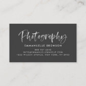 Carte De Visite Aquarelle gris foncé Brush Letters Photographe (Dos)