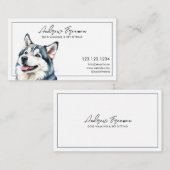 Carte De Visite Aquarelle Gris Husky Chien Marcher (Devant / Derrière)