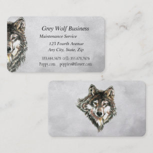 Carte De Visite Aquarelle Gris Loup animal personnalisé