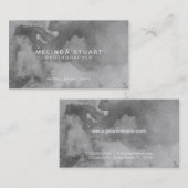 Carte De Visite Aquarelle grise grunge (Devant / Derrière)