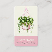 Carte De Visite Aquarelle Hanging Plante rose et crème (Devant)