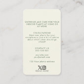 Carte De Visite Aquarelle Hanging Plante rose et crème (Dos)