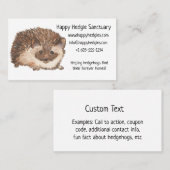 Carte De Visite Aquarelle Happy Hedgehog (Devant / Derrière)