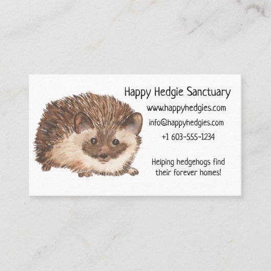 Carte De Visite Aquarelle Happy Hedgehog (Devant)