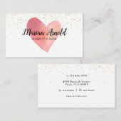 Carte De Visite Aquarelle Heart Gold Sprinkings (Devant / Derrière)