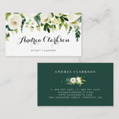 Carte De Visite Aquarelle Hiver Fleurs blanches Garland (Devant / Derrière)