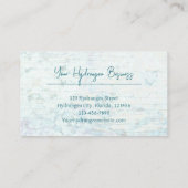 Carte De Visite Aquarelle Hydrangea Floral Turquoise Pays Bois (Dos)