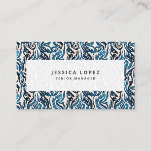 Carte De Visite Aquarelle Ikat Blue Abstraite Générique Profession