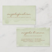 Carte De Visite Aquarelle imprimée vert texture (Devant / Derrière)