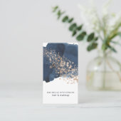 Carte De Visite Aquarelle Indigo bleu et or (Debout devant)