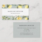 Carte De Visite Aquarelle Jardin citron et olives (Devant / Derrière)