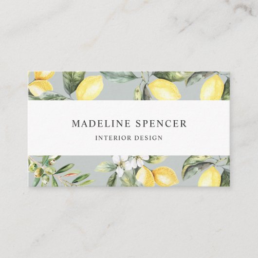 Carte De Visite Aquarelle Jardin citron et olives (Devant)