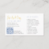 Carte De Visite Aquarelle jaune et bleu Nettoyage de scripts flora (Dos)