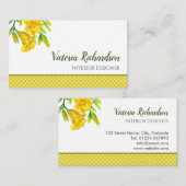 Carte De Visite Aquarelle Jaune Lys Peinture Fleur (Devant / Derrière)