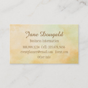 Carte De Visite Aquarelle Jaune Or Abstrait Moderne Élégant