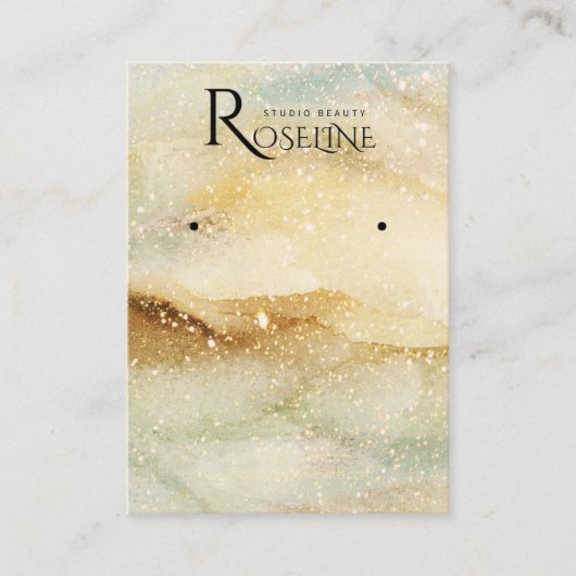 Carte De Visite Aquarelle Jaune or parties scintillant bijoux Affi (Devant)