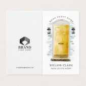 Carte De Visite Aquarelle jaune Porte avant Photo & Services (Extérieur déplié)