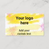 Carte De Visite Aquarelle jaune simple ajouter votre logo texte pe (Dos)