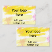 Carte De Visite Aquarelle jaune simple ajouter votre logo texte pe (Devant / Derrière)
