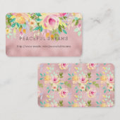 Carte De Visite Aquarelle jolie rose Floral (Devant / Derrière)