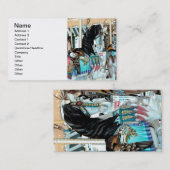 Carte De Visite Aquarelle Joyeux-Go-Round Cheval (Devant / Derrière)