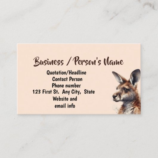 Carte De Visite Aquarelle Kangaroo Animal Custom Business (Devant)