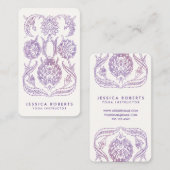 Carte De Visite Aquarelle Lavande Floral Bohème Design (Devant / Derrière)