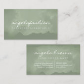 Carte De Visite Aquarelle Laver vert Boho Chic Vegan (Devant / Derrière)