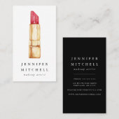 Carte De Visite Aquarelle Lipstick Artiste maquillage de beauté (Devant / Derrière)