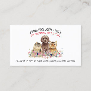 Carte De Visite Aquarelle Logo chat chien animal
