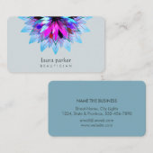 Carte De Visite Aquarelle Lotus Fleur Logo Massage Bleu Yoga (Devant / Derrière)