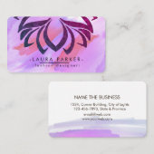 Carte De Visite Aquarelle Lotus Fleur rose pourpre éclaboussure (Devant / Derrière)