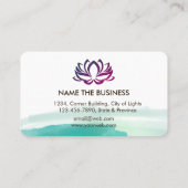 Carte De Visite Aquarelle Lotus Fleur Vert Turquoise Yoga (Dos)