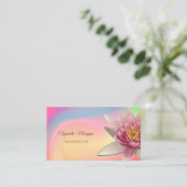 Carte De Visite Aquarelle Lotus, Yoga coloré (Debout devant)