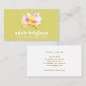 Carte De Visite Aquarelle Lotus Yoga Enseignant et coach de vie (Devant / Derrière)