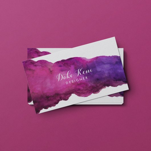 Carte De Visite Aquarelle Magenta Abstraite