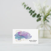 Carte De Visite Aquarelle magenta pourpre d'or géométrique de *~* (Debout devant)