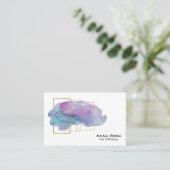 Carte De Visite Aquarelle magenta pourpre d'or Girly géométrique (Debout devant)