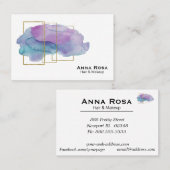 Carte De Visite Aquarelle magenta pourpre d'or Girly géométrique (Devant / Derrière)