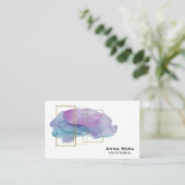 Carte De Visite Aquarelle magenta pourpre Girly géométrique d'or (Debout devant)