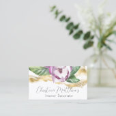 Carte De Visite Aquarelle Magnolia et Or (Debout devant)