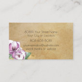 Carte De Visite Aquarelle Magnolia et Or sur Parchemin rustique (Dos)