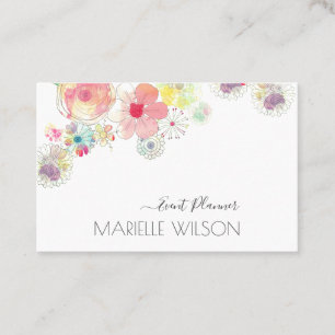 Carte De Visite Aquarelle Main peinte Florale Planificateur d'évén