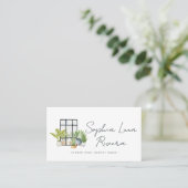Carte De Visite Aquarelle Maison Potted Pépinière Script (Debout devant)