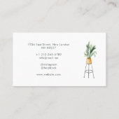 Carte De Visite Aquarelle Maison Potted Pépinière Script (Dos)