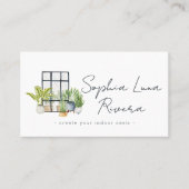 Carte De Visite Aquarelle Maison Potted Pépinière Script (Devant)