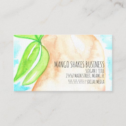 Carte De Visite Aquarelle Mango Main peint Smoothie Shakes (Devant)